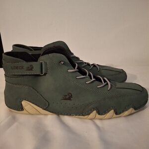 LDECK Men's Green and Cream Athletic Shoes, Gray Bungi Laces And Rubber Soles